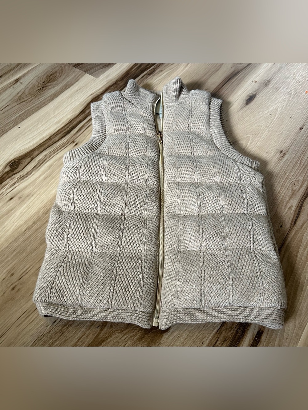Joie Neutral Beige Quilted Puffer Knit Zip Vest size S